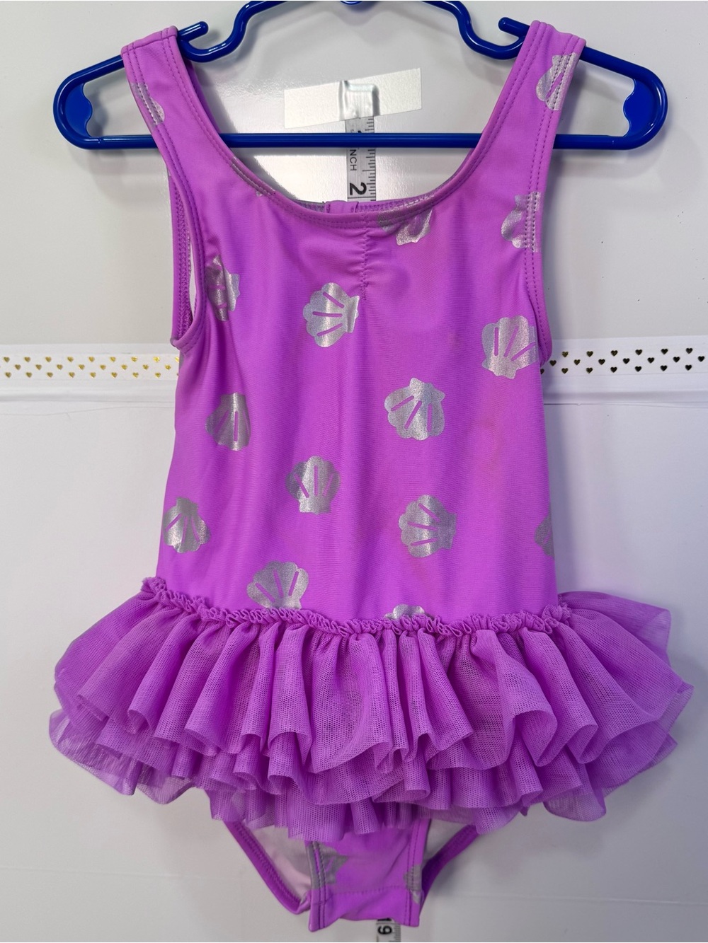 Cat & Jack Purple Mermaid Seashell Tutu Swimsuit | Size 4T